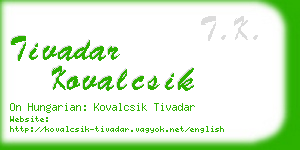 tivadar kovalcsik business card